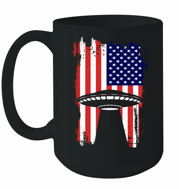 Vintage UFO Alien Flag USA 3 Ceramic Mug