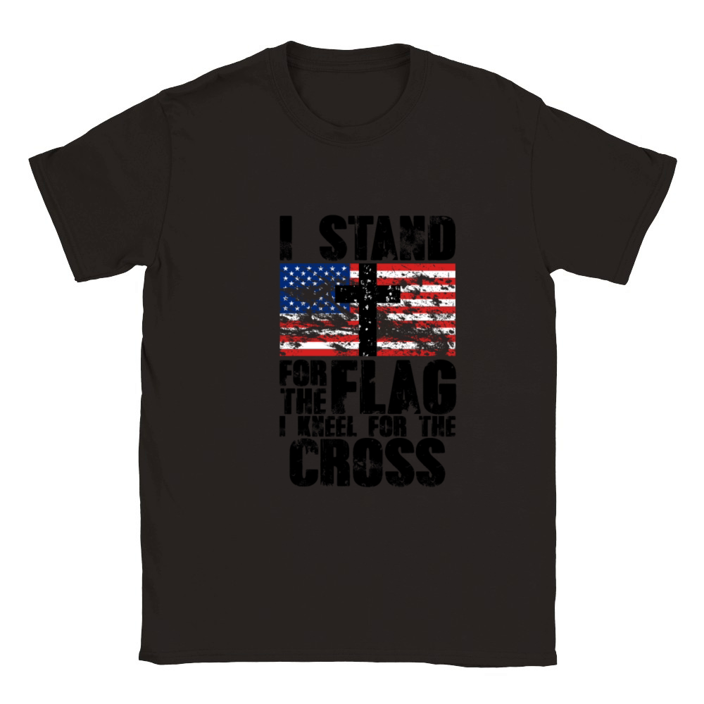 I Stand for the Flag I Kneel for the Cross Message Classic Kids Crewneck T-shirt