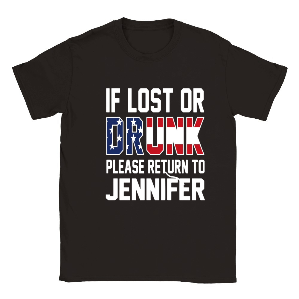 If lost or Drunk please return to Jennifer 4th of July Classic Kids Crewneck T-shirt