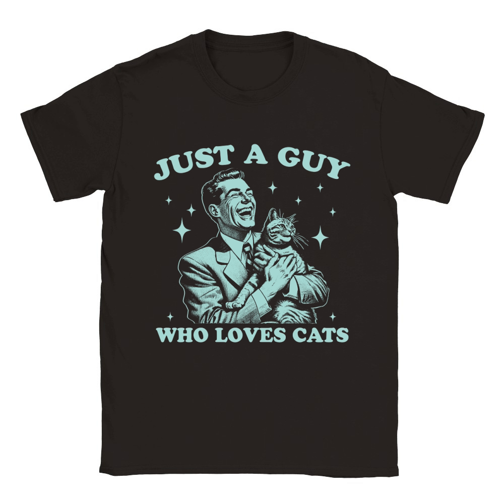 Just A Guy Who Loves Cats D Green Classic Kids Crewneck T-shirt