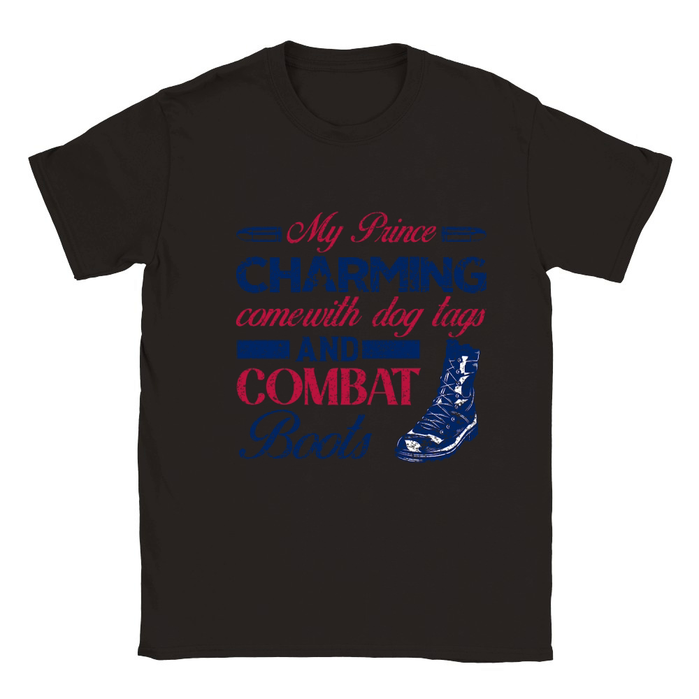 My Prince Charming Comewith Dog Tags And Combat Boots Classic Kids Crewneck T-shirt