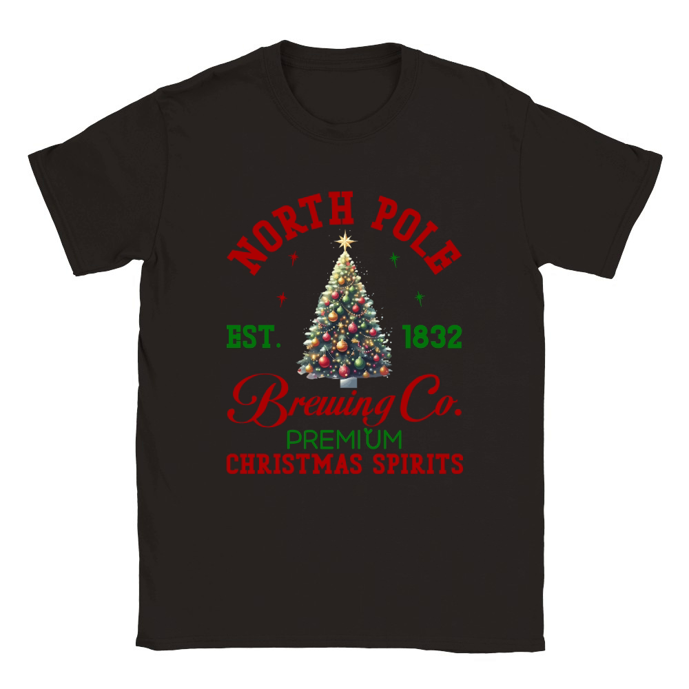 North Pole Est 1832 Brewing Co.Premium Christmas Spirits Classic Kids Crewneck T-shirt