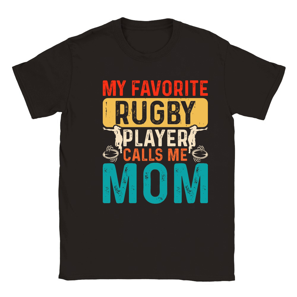Vintage Rugby Player player Calls Me Mom Classic Kids Crewneck T-shirt