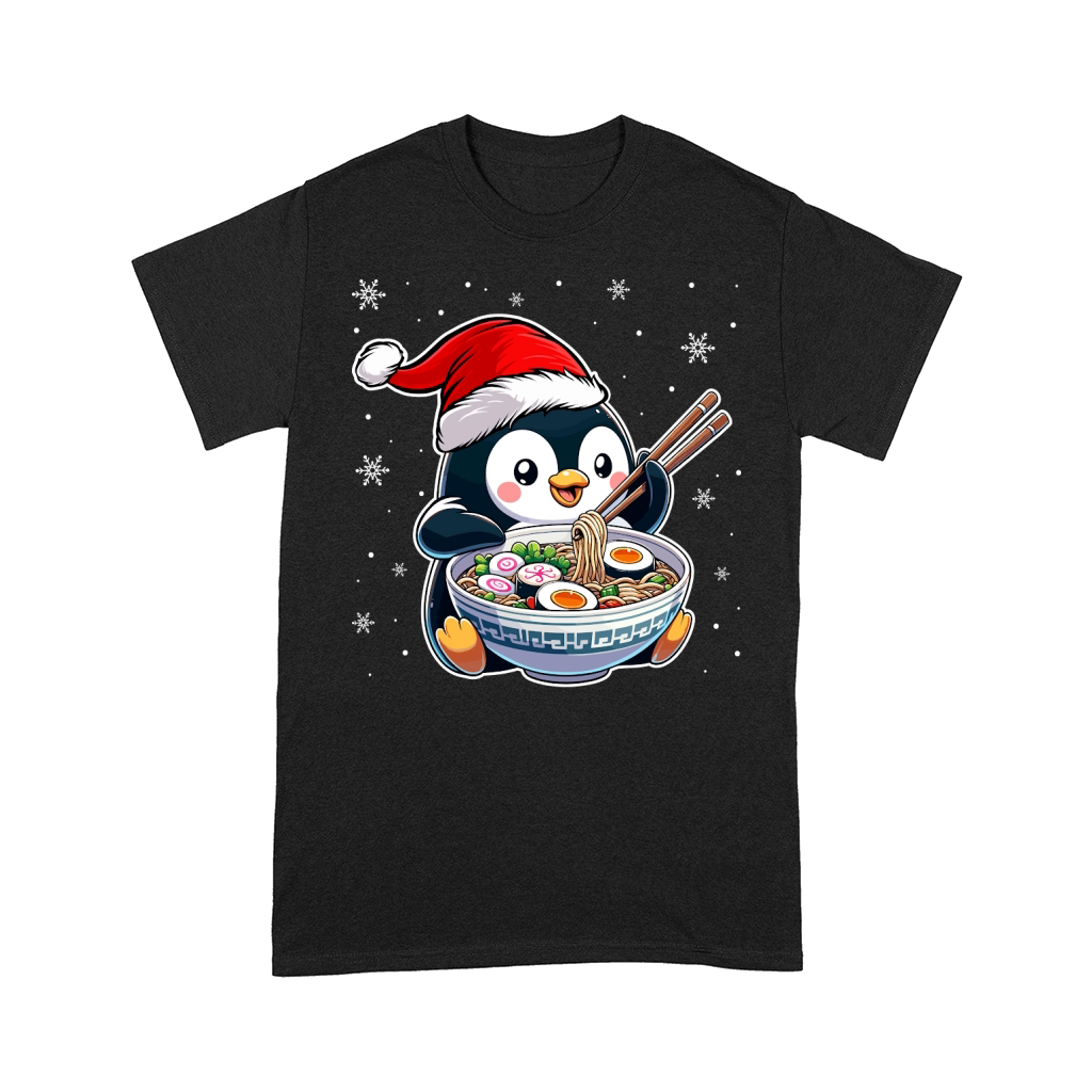 adorable penguin eating ramen wearing santa hat 1 Comfort T-shirt