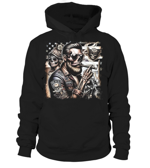 Ride or Die Biker Skull Hoodie Unisex