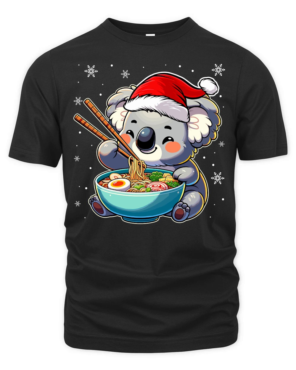 adorable koala eating ramen wearing santa hat 2 Organic Unisex T-shirt
