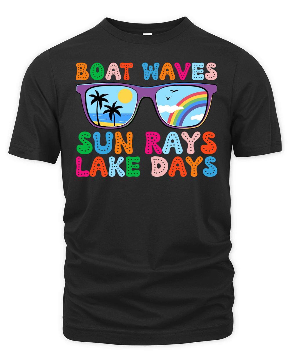 Boat Waves Sun Rays Lake Days 03 Organic Unisex T-shirt
