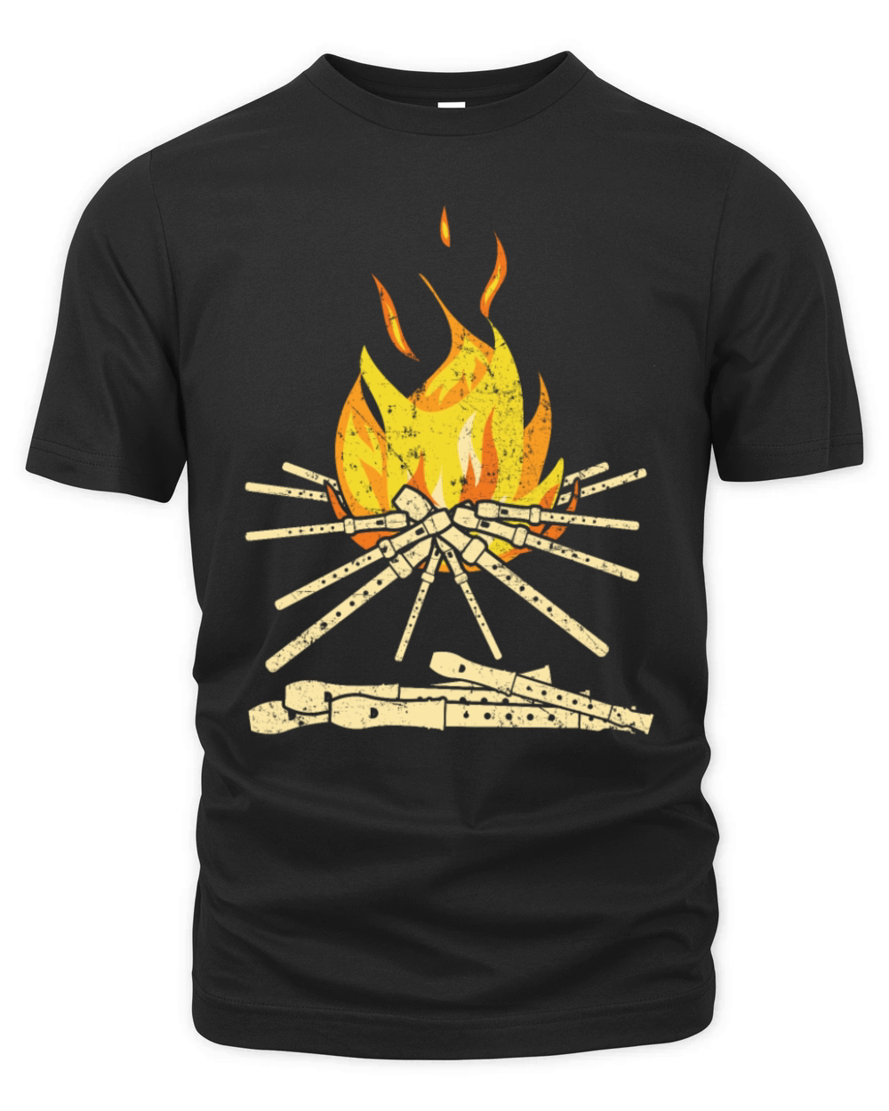 Campfire Flute Flutist Recorder Music Musician Organic Unisex T-shirt