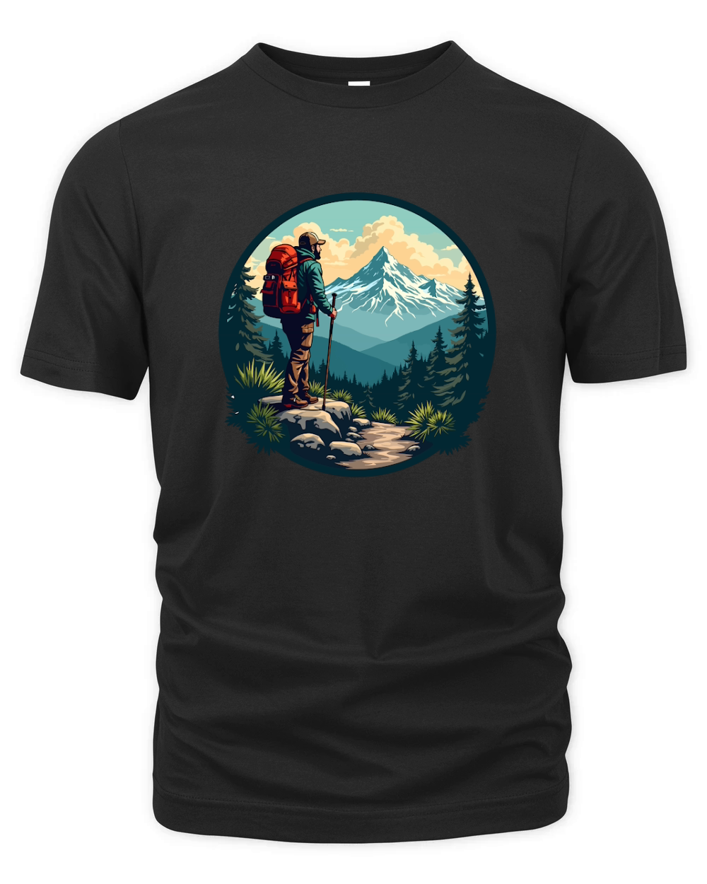 Mountain explorer hiking adventure Illus 04 Organic Unisex T-shirt