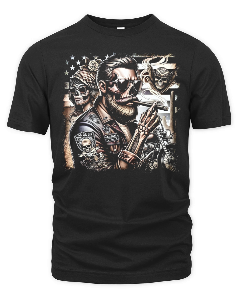 Ride or Die Biker Skull Organic Unisex T-shirt