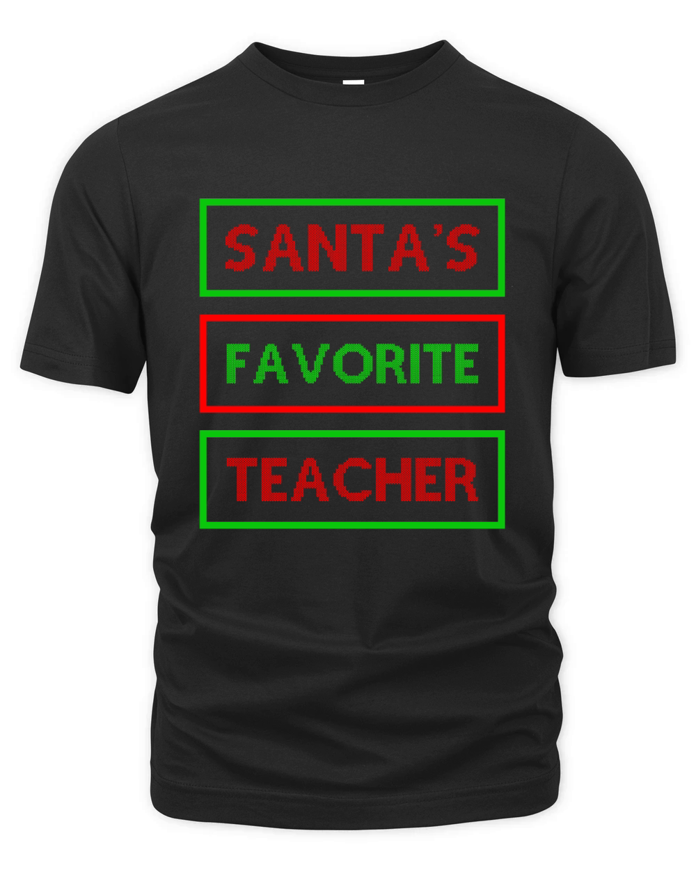Santas Favorite Teacher Ugly Christmas Organic Unisex T-shirt