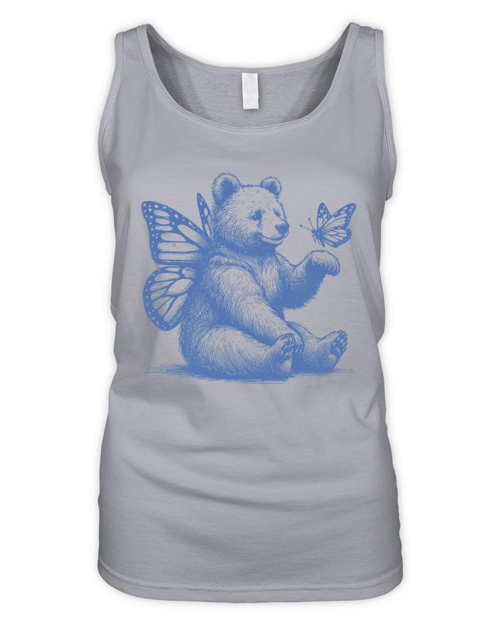 Bear With Butterfly Wings Vintage L iBlue Organic Women's Tank Top