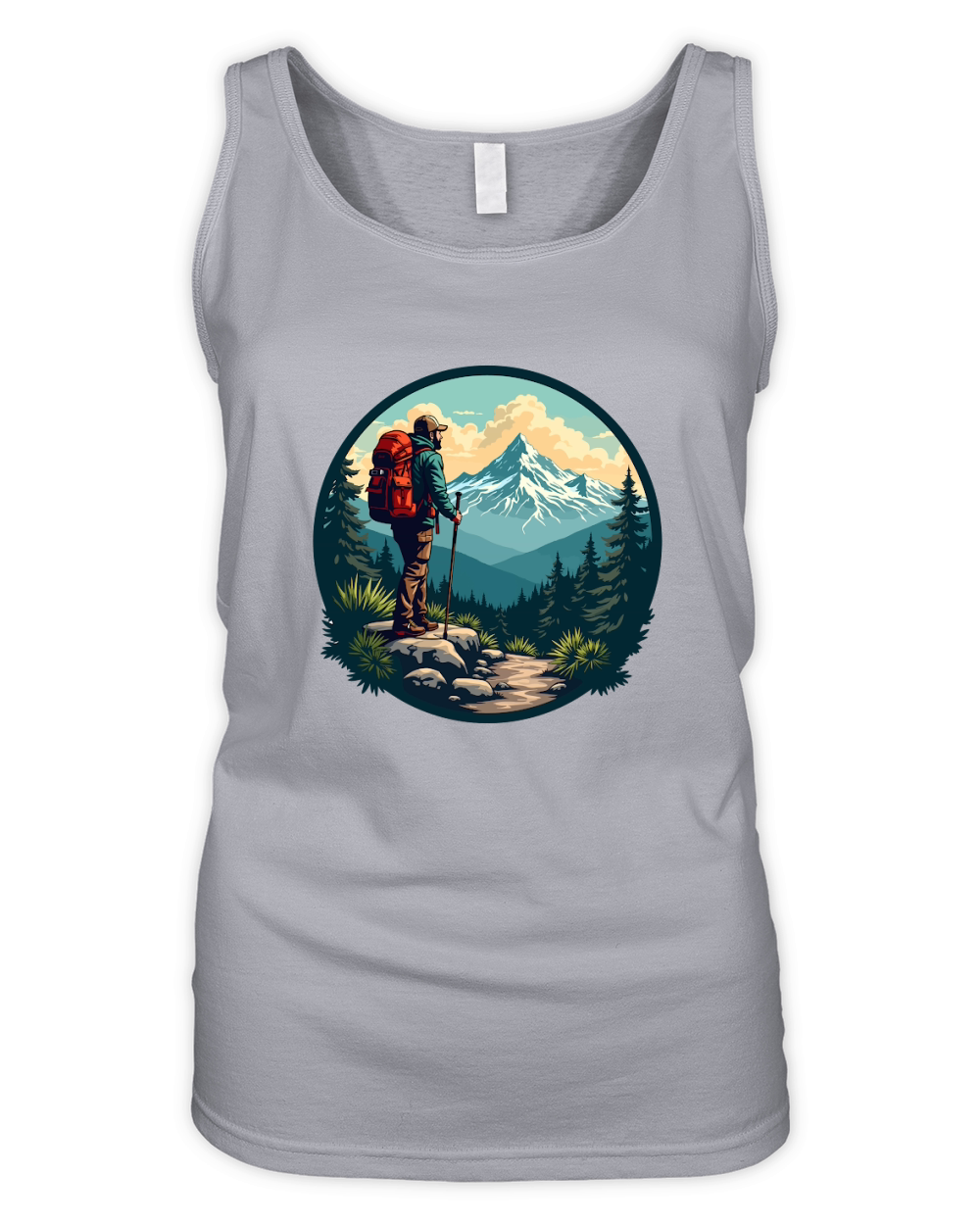 Mountain explorer hiking adventure Illus 04 Organic Women's Tank Top