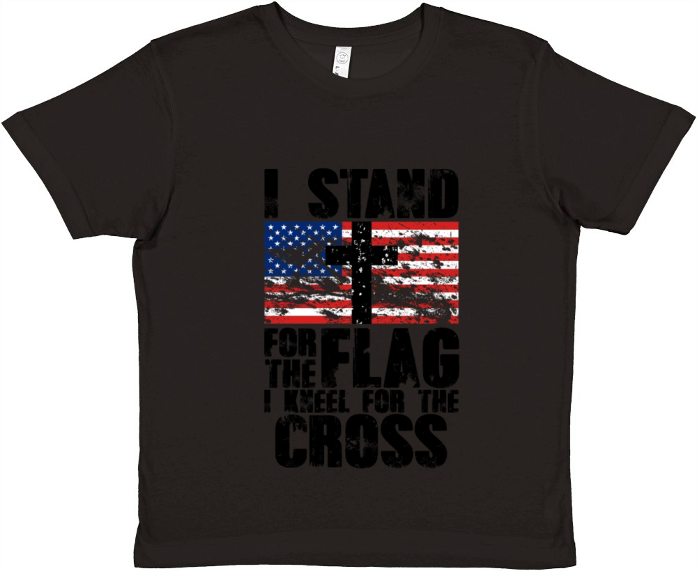 I Stand for the Flag I Kneel for the Cross Message Premium Kids Crewneck T-shirt