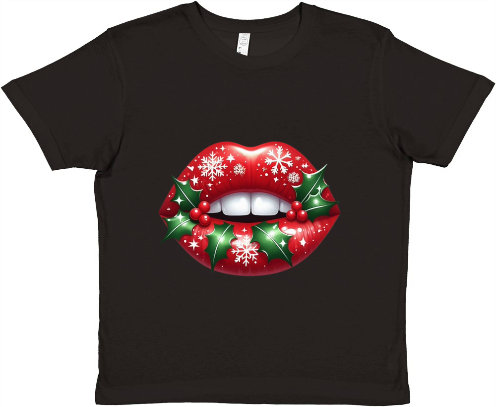 Lips Clipart Christmas Lips Holiday Lips (3) Premium Kids Crewneck T-shirt