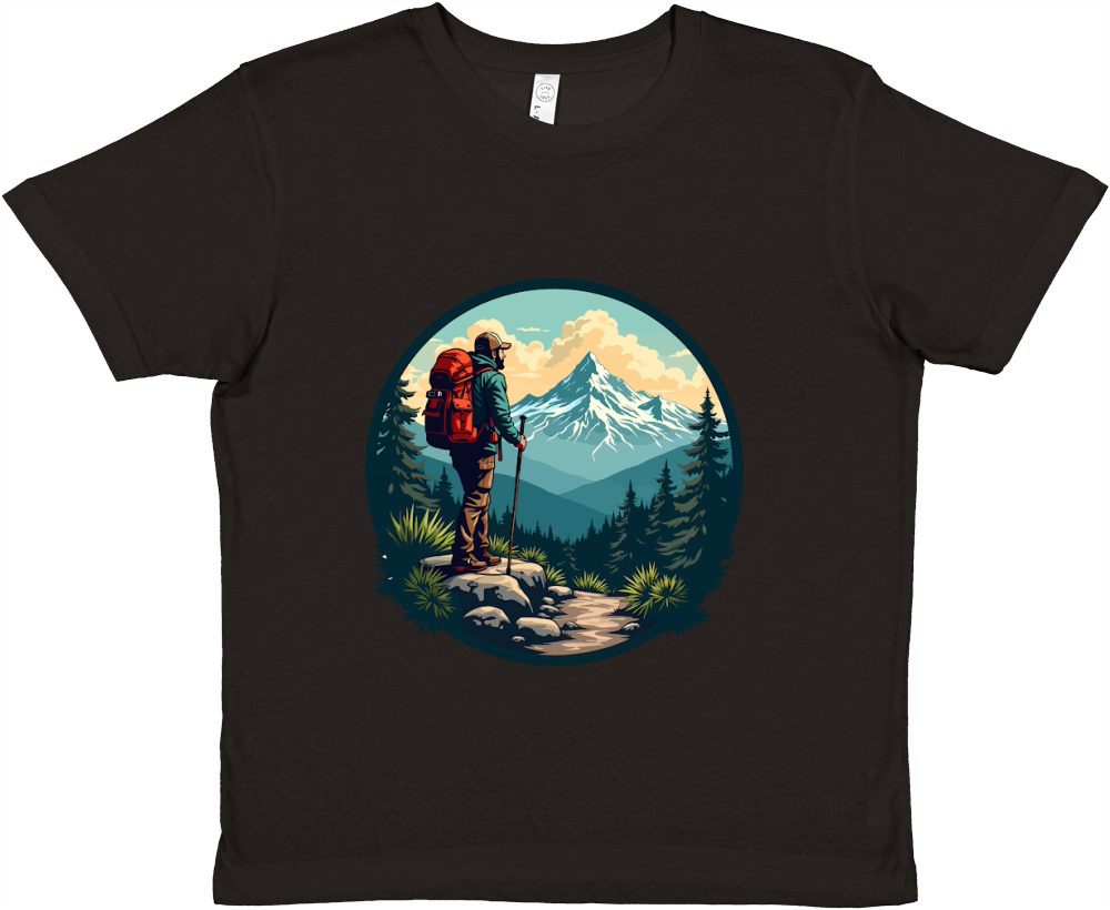 Mountain explorer hiking adventure Illus 04 Premium Kids Crewneck T-shirt