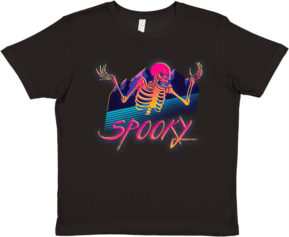 Retro Vapor Wave Spooky Skeleton Meme Premium Kids Crewneck T-shirt