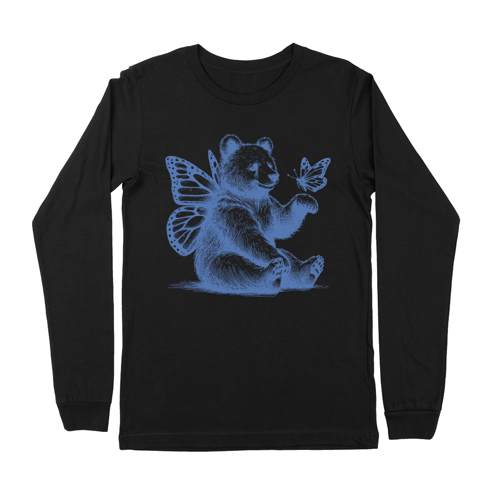 Bear With Butterfly Wings Vintage L iBlue Premium Long Sleeve