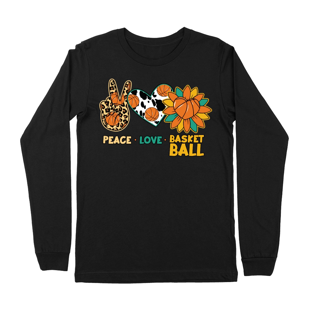Peace Love Basketball Sunflower Premium Long Sleeve