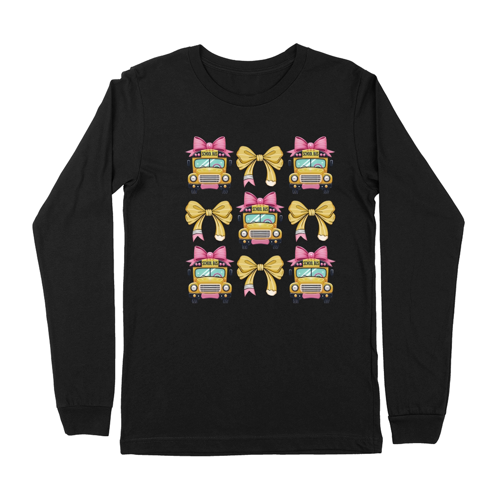 School Bus Coquette Bow 3 Premium Long Sleeve