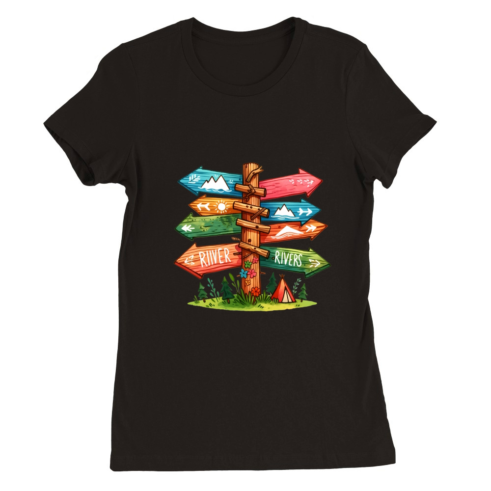 Adventure Awaits camping Premium Womens Crewneck T-shirt