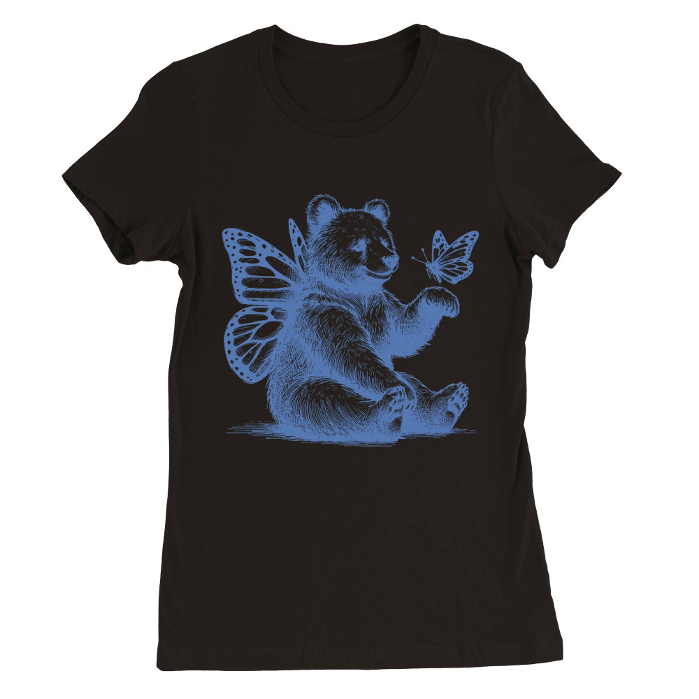Bear With Butterfly Wings Vintage L iBlue Premium Womens Crewneck T-shirt