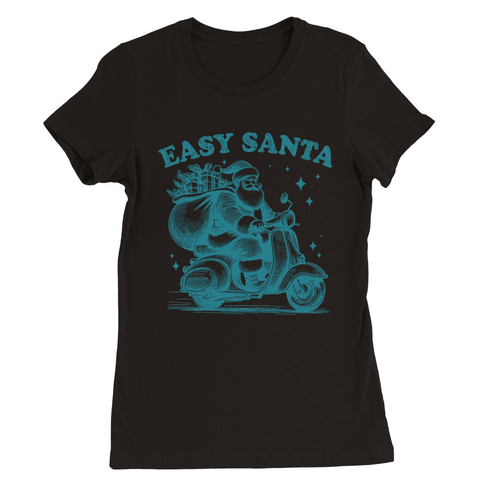 Easy Santa Riding Scooter L Green Premium Womens Crewneck T-shirt