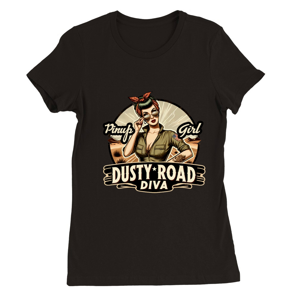 Retro Vintage dusty road diva Premium Womens Crewneck T-shirt