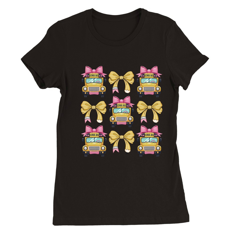 School Bus Coquette Bow 3 Premium Womens Crewneck T-shirt