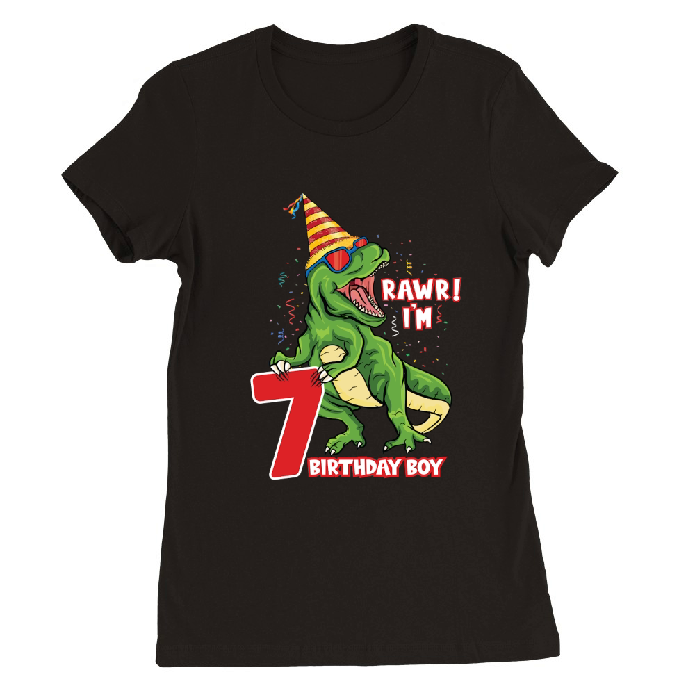 T rex Dinosaur Birthday 7th Premium Womens Crewneck T-shirt