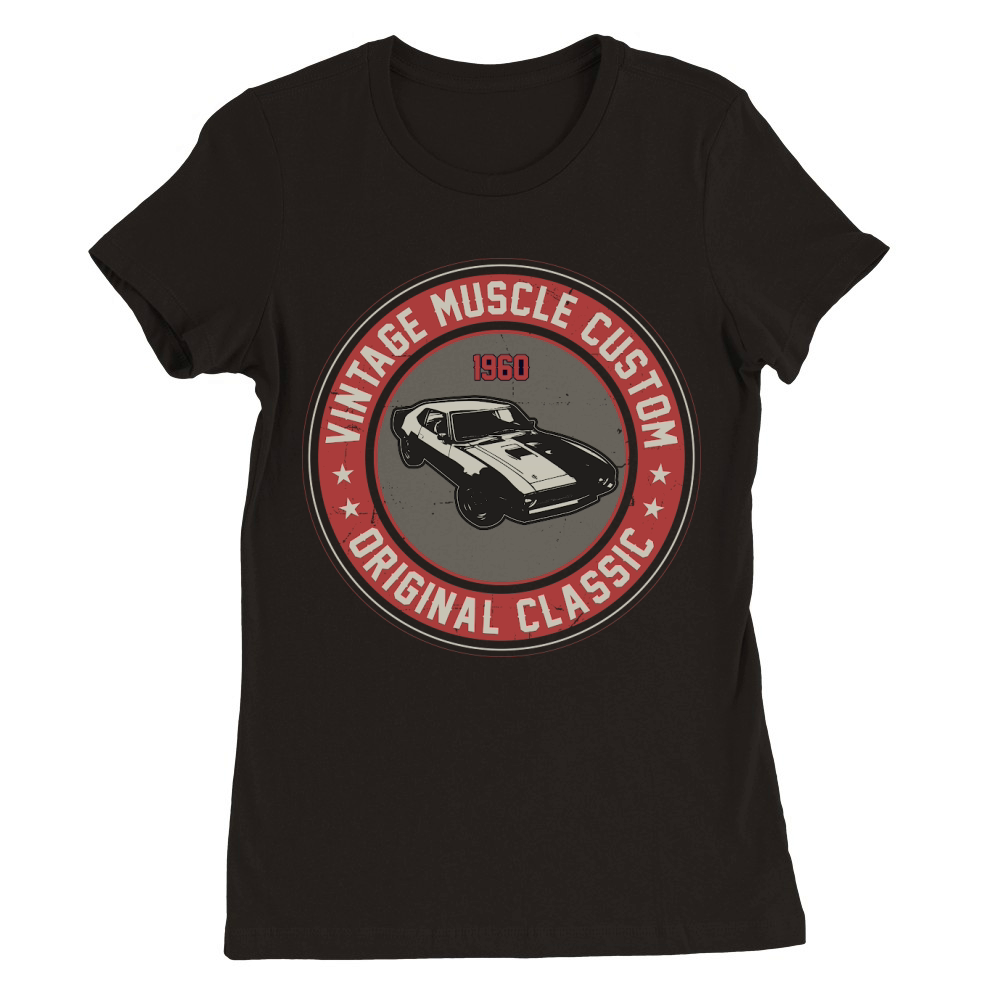 vintage muscle car vector (1) Premium Womens Crewneck T-shirt