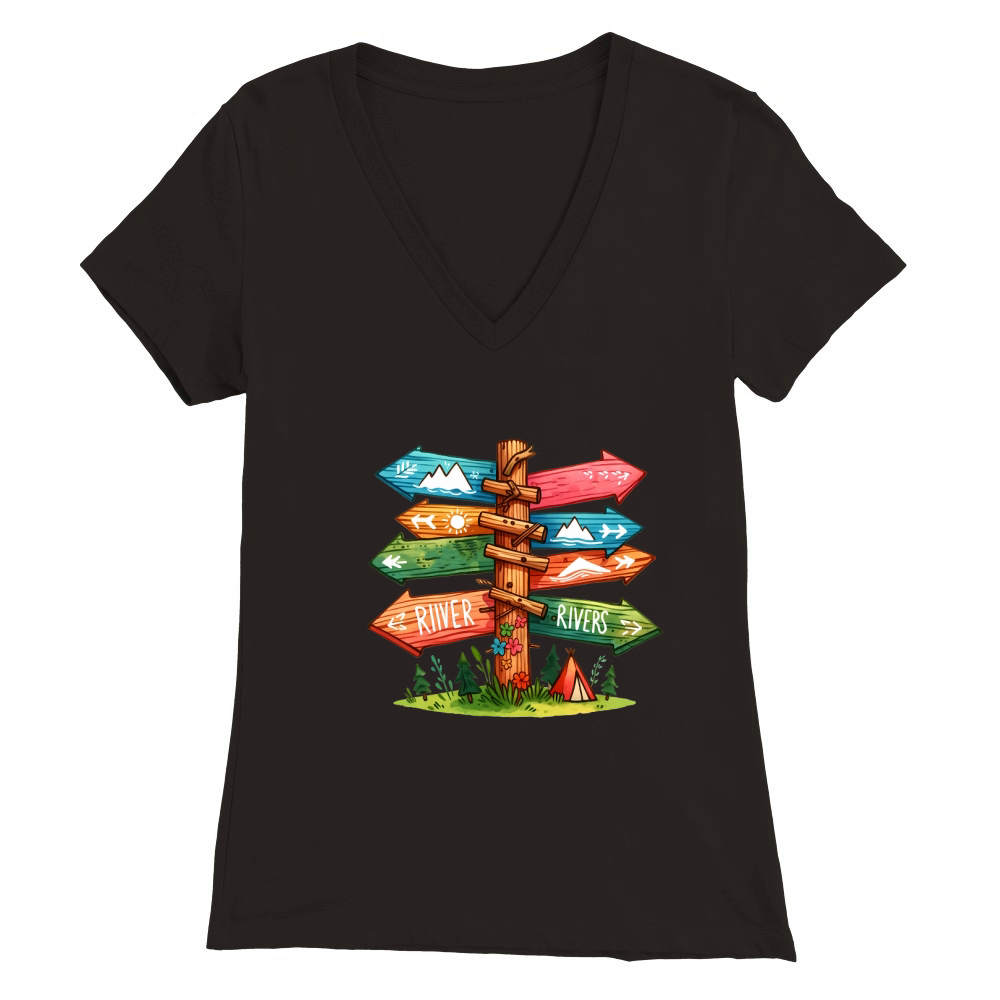 Adventure Awaits camping Premium Womens V-Neck T-shirt