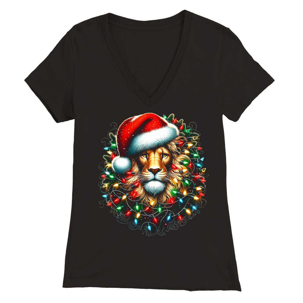 Christmas Lion1 Premium Womens V-Neck T-shirt