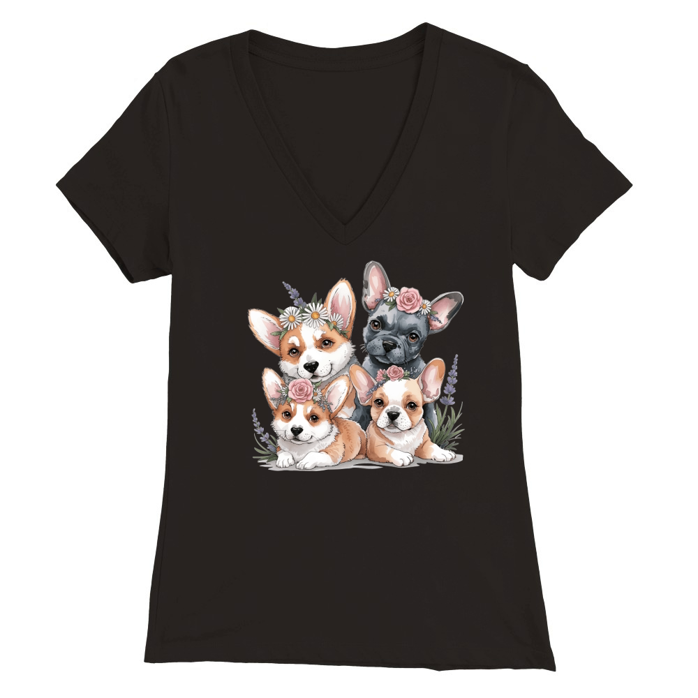 Dog Watercolor Bundle 11 Premium Womens V-Neck T-shirt