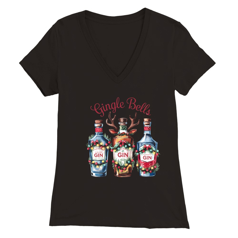 Gingle Bells Vintage Christmas 02 Premium Womens V-Neck T-shirt