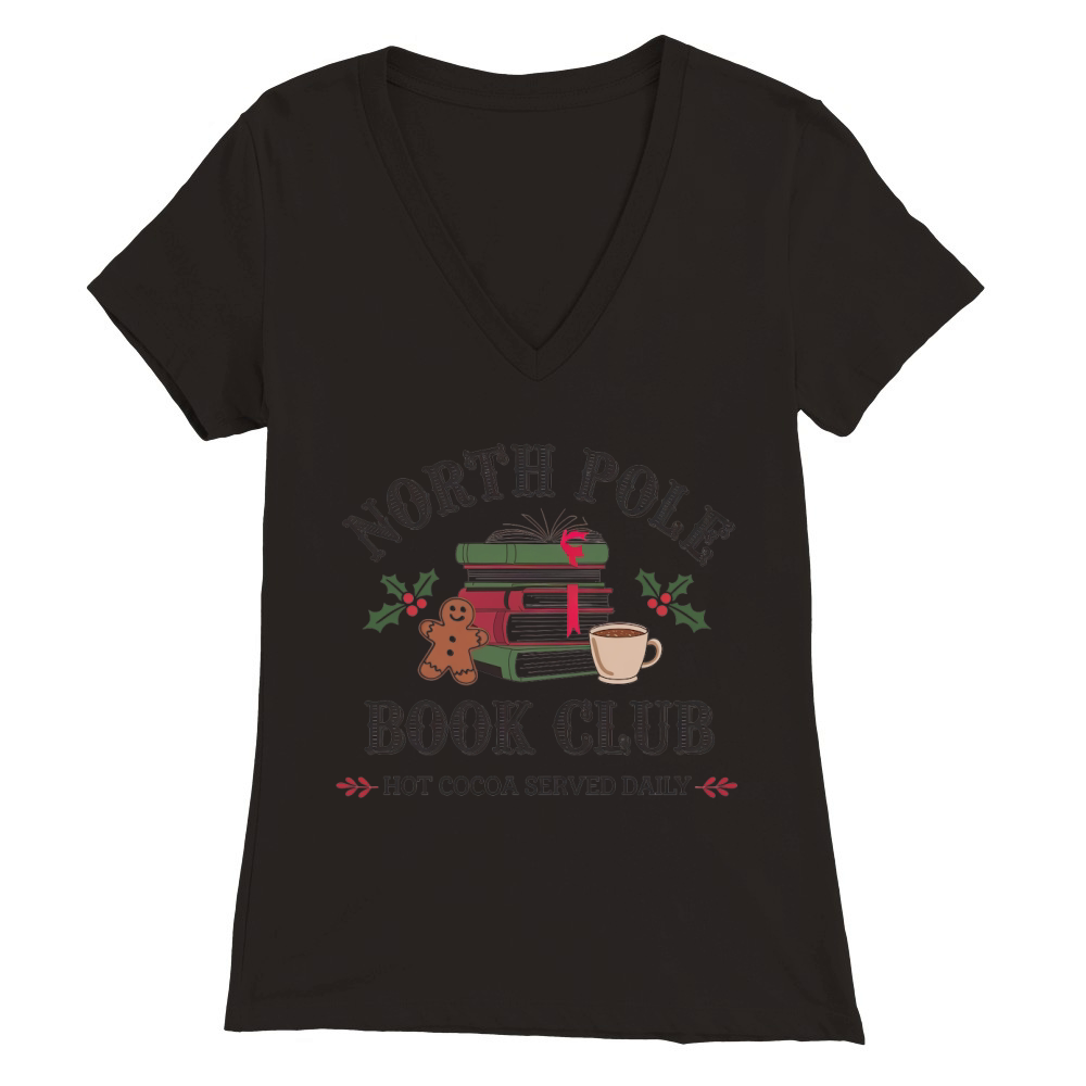 North Pole book club christmas Premium Womens V-Neck T-shirt