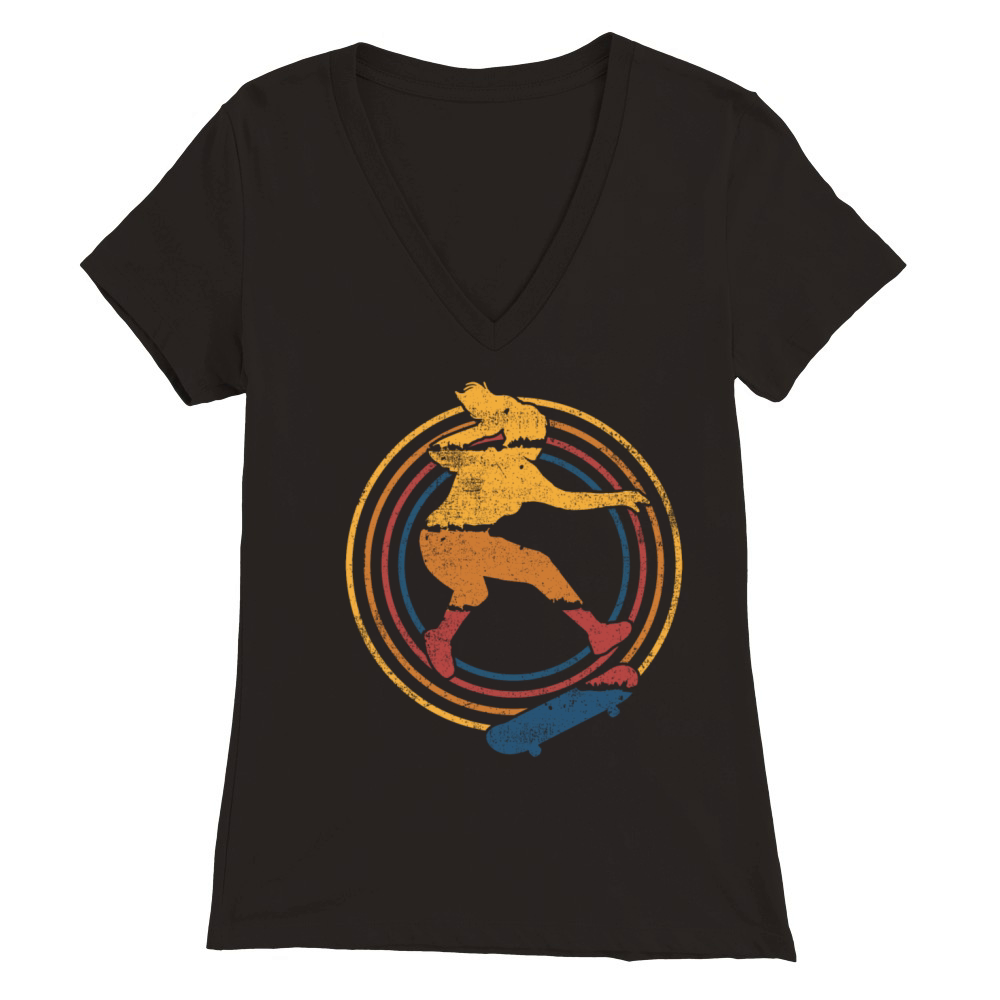 Skater Girl Skateboarding Vintage Premium Womens V-Neck T-shirt