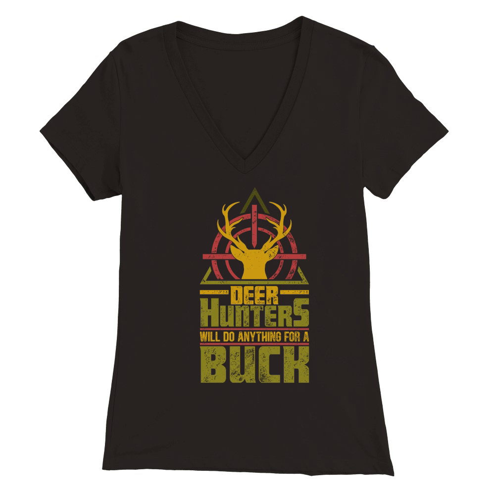 Vintage Deer Hunting Will do anythung for a Buch Premium Womens V-Neck T-shirt