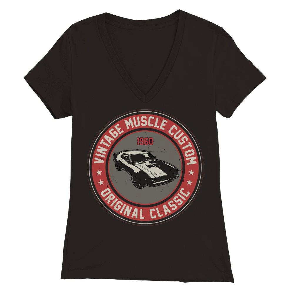 vintage muscle car vector (1) Premium Womens V-Neck T-shirt