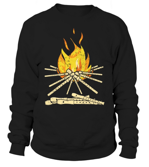 Campfire Flute Flutist Recorder Music Musician Sweatshirt Unisex