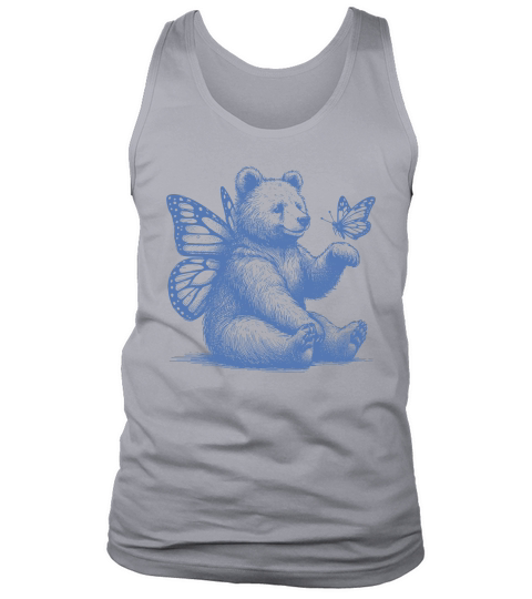 Bear With Butterfly Wings Vintage L iBlue Tank Top Unisex