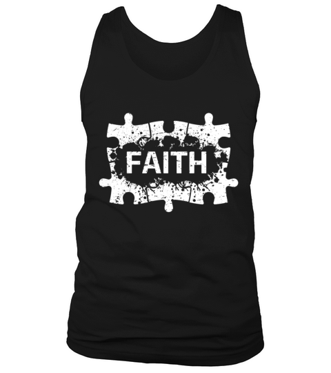 Distressed Faith Puzzle Autism Awareness Month Tank Top Unisex