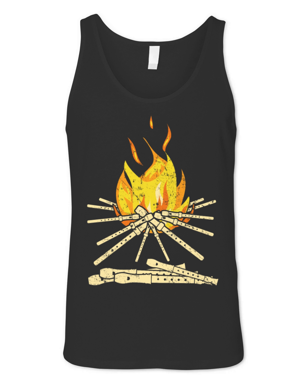 Campfire Flute Flutist Recorder Music Musician Unisex Jersey Tank