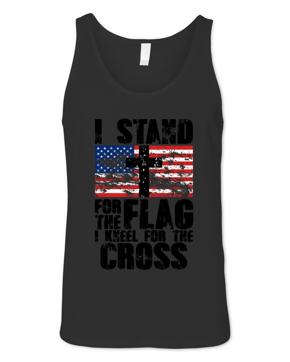 I Stand for the Flag I Kneel for the Cross Message Unisex Jersey Tank