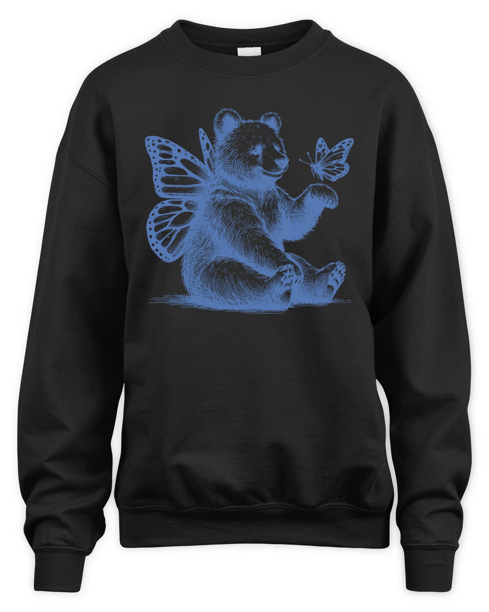 Bear With Butterfly Wings Vintage L iBlue Unisex Premium Crewneck Sweatshirt