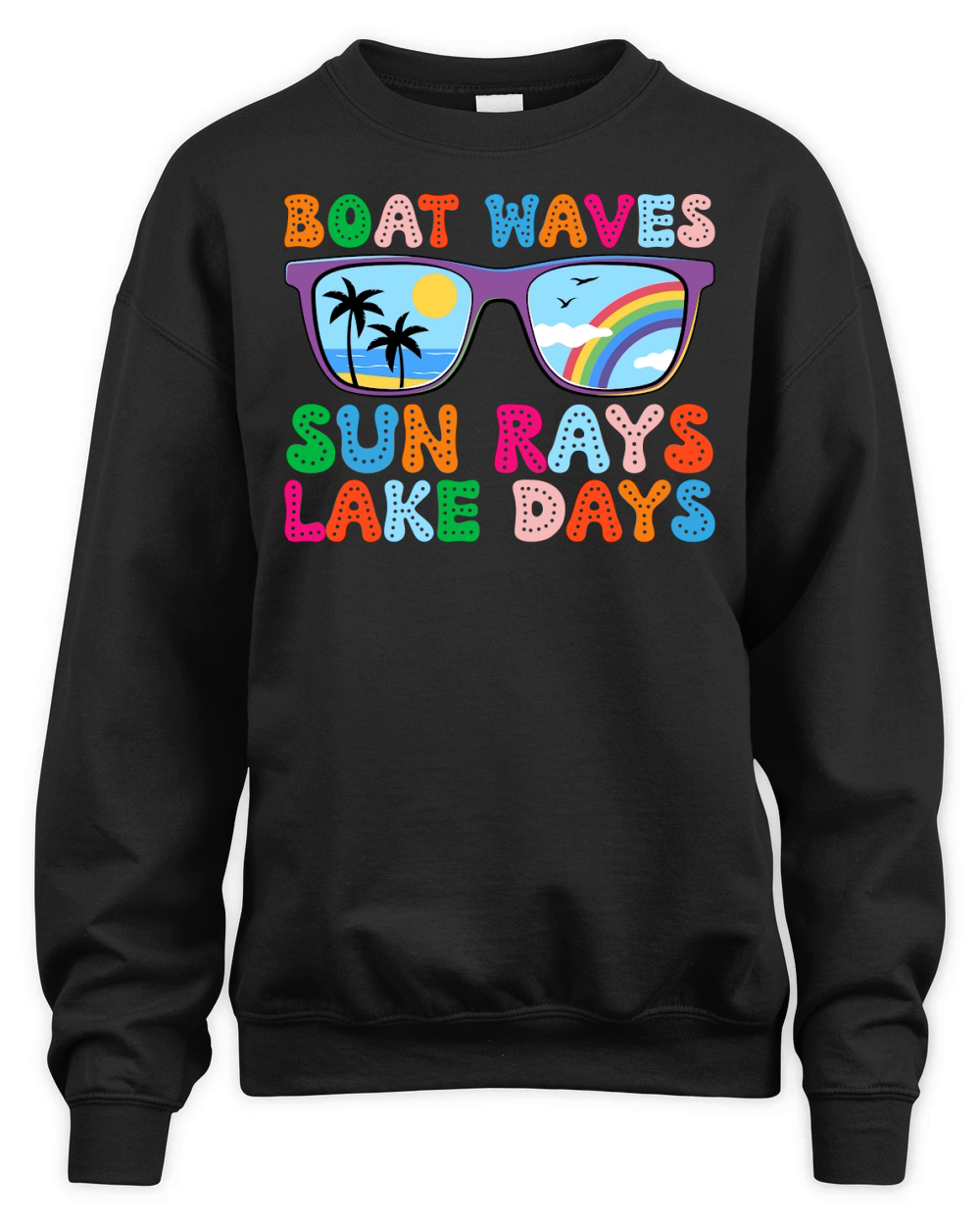 Boat Waves Sun Rays Lake Days 03 Unisex Premium Crewneck Sweatshirt