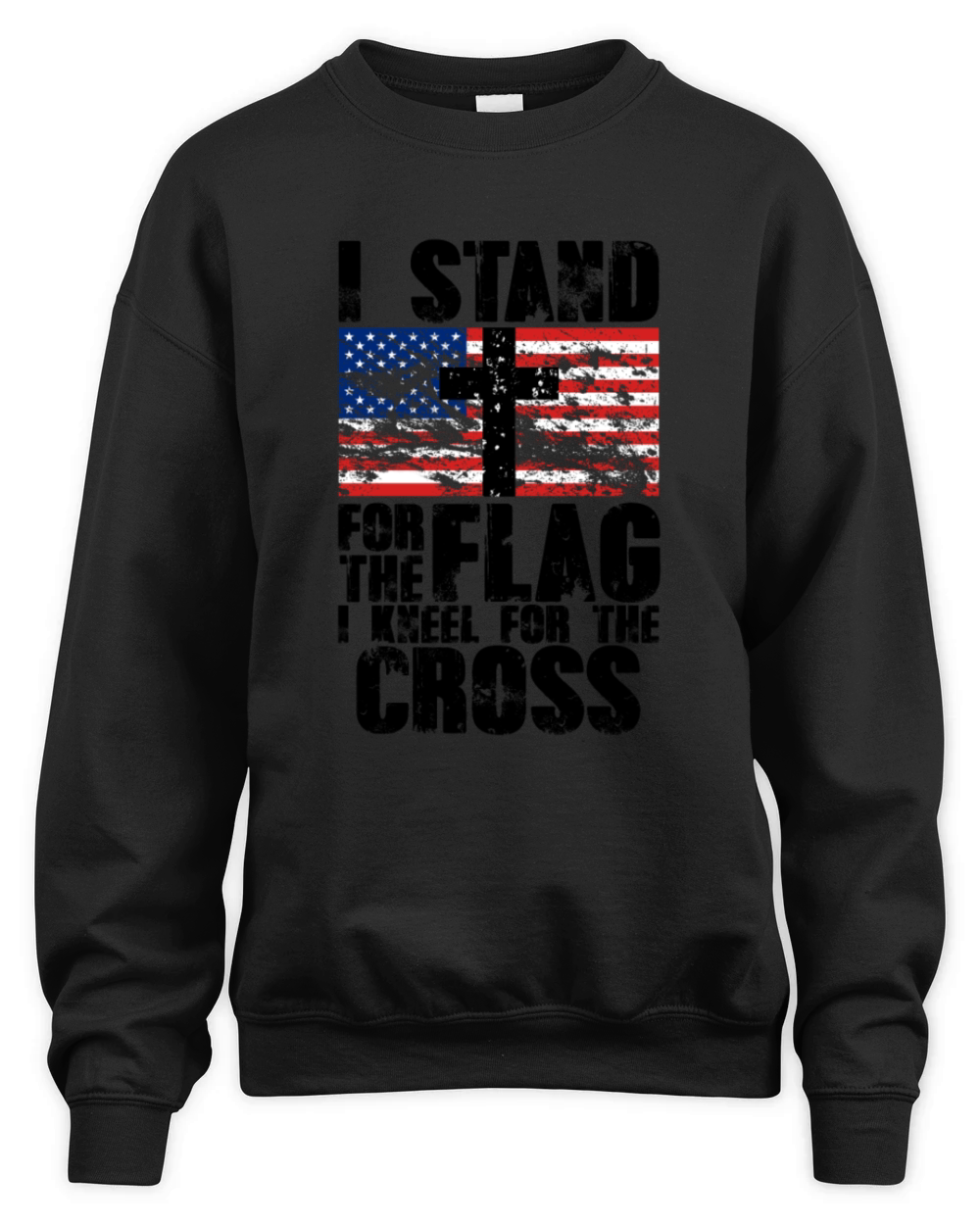 I Stand for the Flag I Kneel for the Cross Message Unisex Premium Crewneck Sweatshirt
