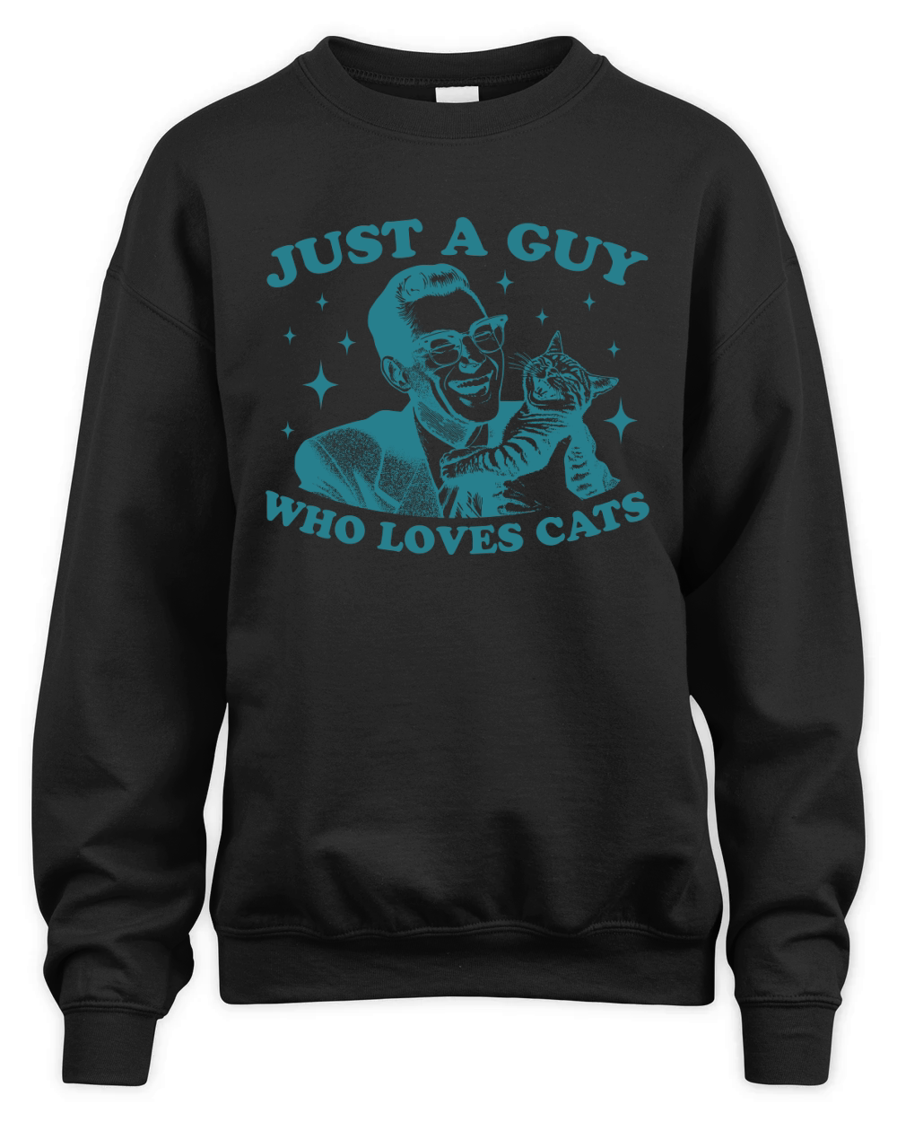 Just A Guy Who Loves Cats L Green Unisex Premium Crewneck Sweatshirt