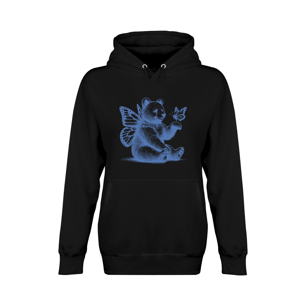 Bear With Butterfly Wings Vintage L iBlue Unisex Premium Pullover Hoodie