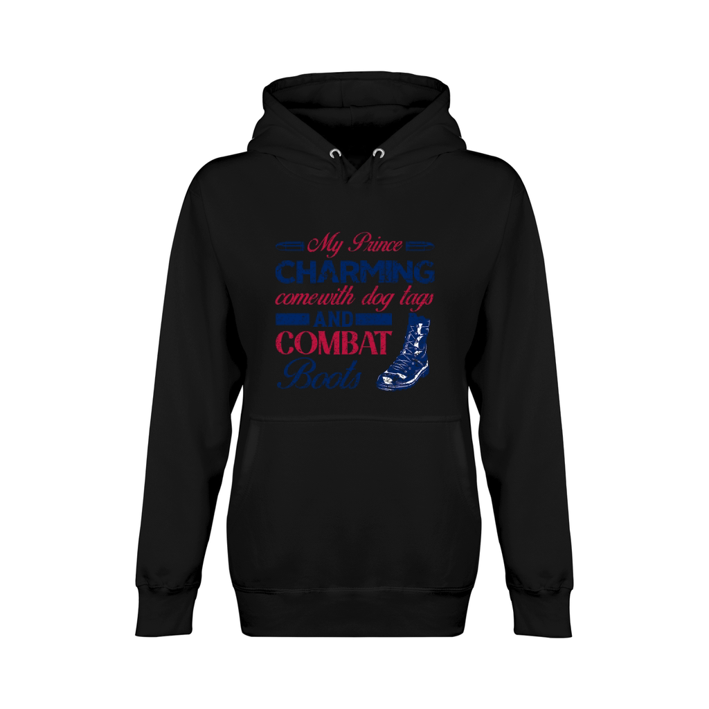 My Prince Charming Comewith Dog Tags And Combat Boots Unisex Premium Pullover Hoodie